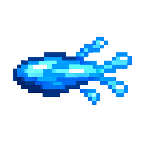 Proyectil agua pixelar.
In-Game asset.  2d.  High contrast.  No shadows