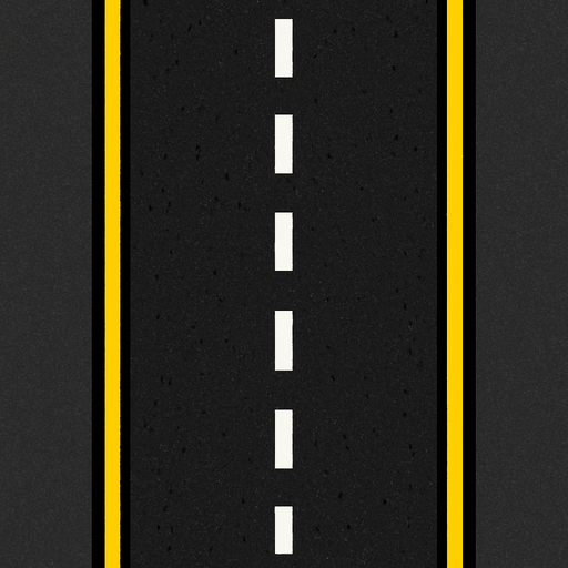 Asfalt bir maşın yolu.
In-Game asset.  2d.  High contrast.  No shadows
