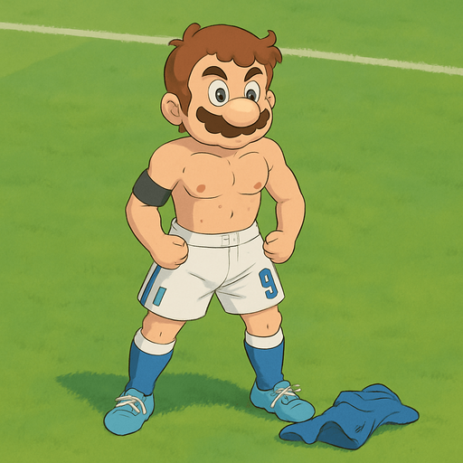 Ghibli style but mario face should be  childish