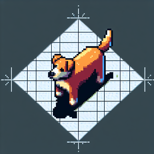 top down view of a pixel art dog.
Single Game Texture.  In-Game asset.  2d.  Blank background.  High contrast.  No shadows