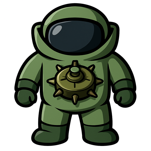 Just the space suit from this image with a land mine in the center of it.