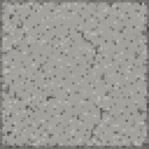 Make a 2D top-down pixelated flat image of concrete.
In-Game asset.  2d.  High contrast.  No shadows
