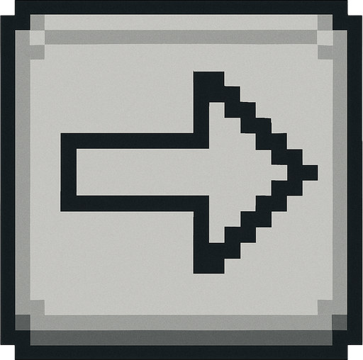 Cuadro gris con bordes negros que dentro tenga una flecha apuntando a la derecha pixelada.
In-Game asset.  No shadows