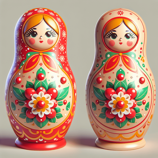 One Christmas Matryoshka Doll. Plastic style Single Game Texture. In-Game asset. 2d. Blank background. High contrast. No shadows.