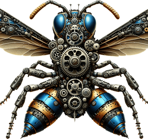 A mechanical wasp.
Single Game Texture. In-Game asset. 2d. Blank background. High contrast. No shadows.