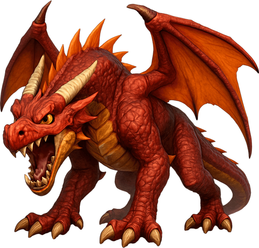 Different standing dragons on four legs, looking down. HD colors. the dragon is opened mouth like he is ready to shout. 
Single Game Texture. In-Game asset. 3D. Blank background. High contrast. No shadows.
