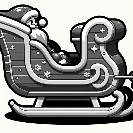 Santa's sleigh. Side view. Plastic style Single Game Texture. In-Game asset. 2d. Blank background. High contrast. No shadows.