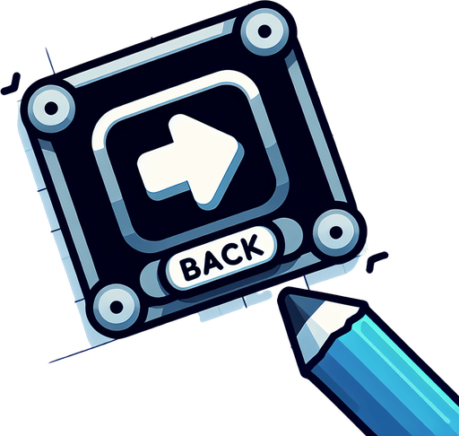 make a back button logo.
Single Game Texture. In-Game asset. 2d. Blank background. High contrast. No shadows.