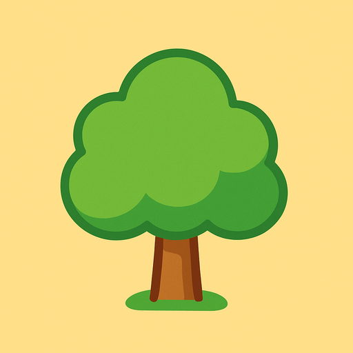 a single simple kawaii tree without outlines and no face, for a non-distracting game background.
In-Game asset.  2d.  High contrast.  No shadows