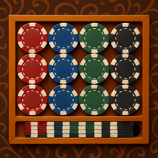 A rack of poker chips seen from overhead.