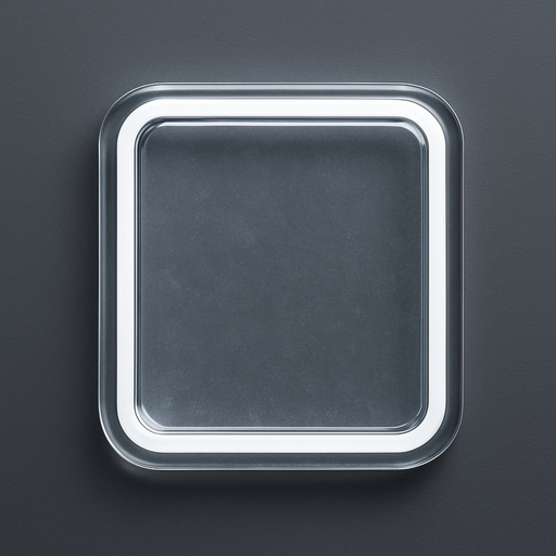 Photorealistic transparent rectange dj deck sample button with white rounded corners, front view. No text needed on image