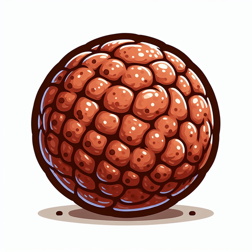 A meat ball.
Single Game Texture. In-Game asset. 2d. Blank background. High contrast. No shadows.