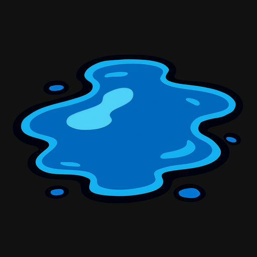 puddle of water.
In-Game asset.  2d.  High contrast.  No shadows