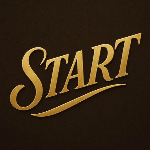 italic "START" written in gold