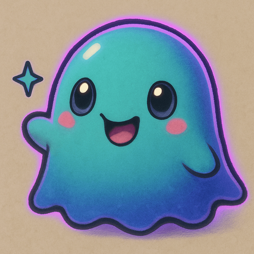 Kawaii neon ghost spirit creature style of Pokémon Ghibli