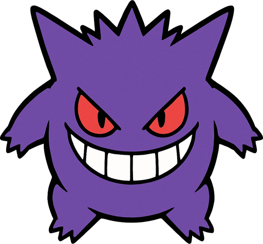 Gengar visto desde arriba.
In-Game asset.  2d.  High contrast.  No shadows