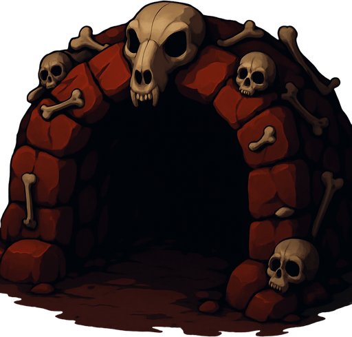 bu zindan girişini bir tık daha korkutucu göster mesela etrafındaki taşlarında üstünde kemikler en üst ortadaki taşında kemikten bir hayvvan başı gibi