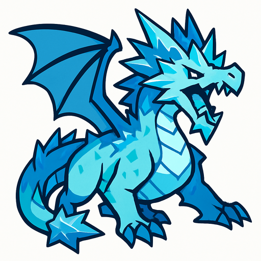 Dragon des glaces.
In-Game asset.  2d.  High contrast.  No shadows