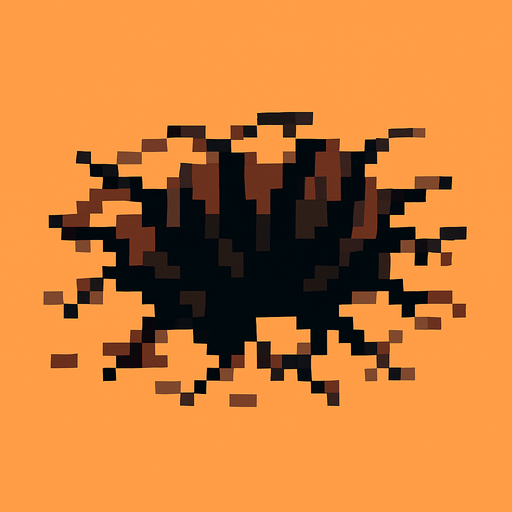 Make a 8 bit broken pit.
In-Game asset.  2d.  High contrast.  No shadows