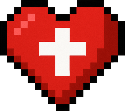 Health + icon pixels.
In-Game asset.  2d.  High contrast.  No shadows