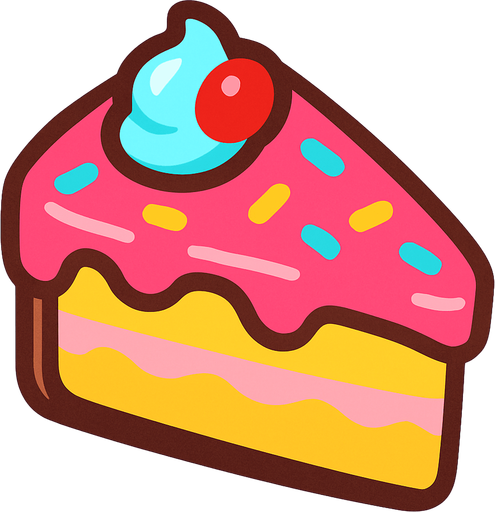 a slice cake top view for kids.
In-Game asset.  2d.  High contrast.  No shadows