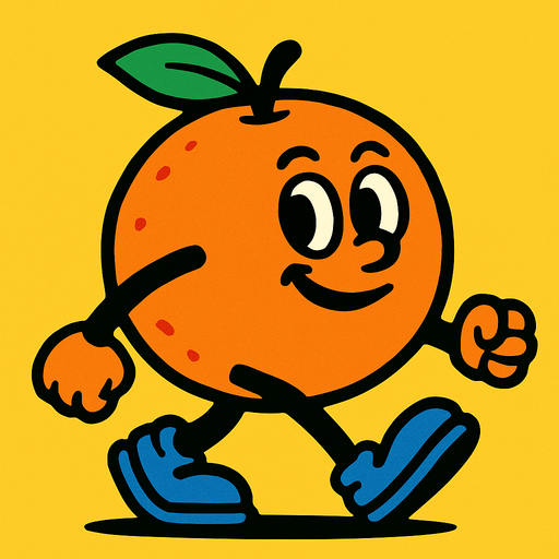 yürüyen insan portakal.
In-Game asset.  2d.  High contrast.  No shadows