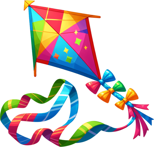 Kite.
Single Game Texture.  In-Game asset.  2d.  Blank background.  No shadows