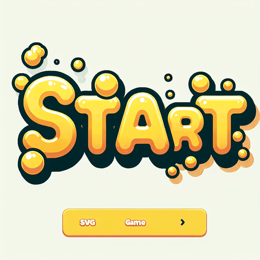 an SVG of the word 'Start'. word should be yellow and the font should look like its made out of bubbles. cartoon.
Single Game Texture.  In-Game asset.  2d.  Blank background.  High contrast.  No shadows