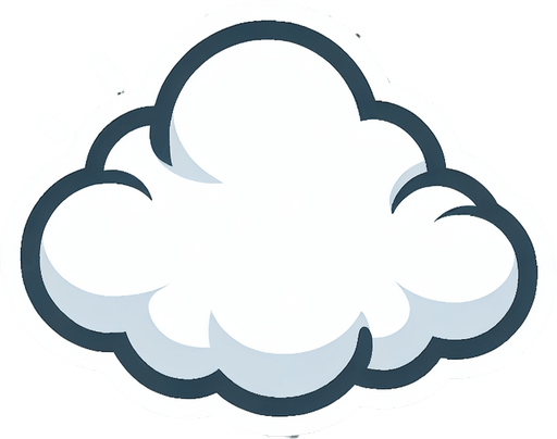 White particle cloud. Cartoon. Bright outline. Single Game Texture. In-Game asset. 2d. Blank background. High contrast. No shadows.