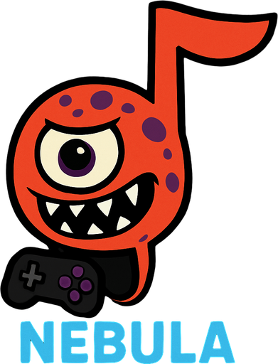 MÜZİK NOTASI ŞEKLİNDE BİR UZAYLI CANAVAR ÇİZ AMA BU KARAKTER PLAYER VE İSMİ NEBULA ONA GÖRE TASARLA. AYAKSIZ. GÖRSELE YAZI YAZMA
In-Game asset.  2d.  High contrast.  No shadows