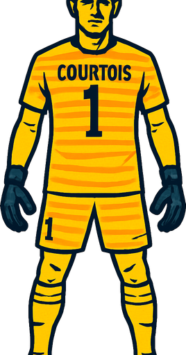 courtuis.
In-Game asset.  High contrast.  No shadows. goalkeeper . full body . facing forward