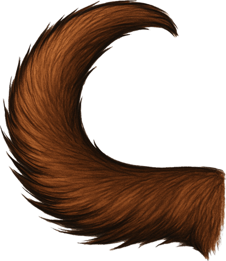 A realistic brown dog tail.
In-Game asset.  2d.  High contrast.  No shadows