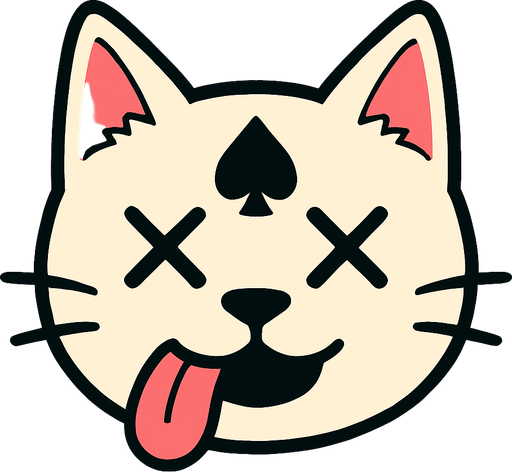 Create a symbol that’s just the white cats head looking straight forward with X’s for eyes and his tongue hanging out of the side of his mouth.