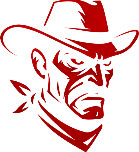 2d edgy red themed hostile cowboy character head