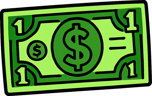 yeşil dolar.
In-Game asset.  2d.  High contrast.  No shadows