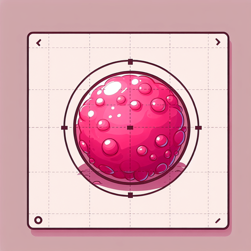 Pink round delicious jam piece.
Single Game Texture. In-Game asset. 2d. Blank background. High contrast. No shadows.