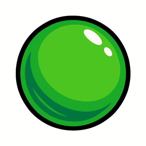 yuvarlak yeşil top.
In-Game asset.  2d.  High contrast.  No shadows