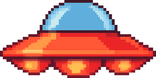 Arcade style UFO's. No background. Transparent background. Blank background. No shadows. 2d. In-Game asset. flat
