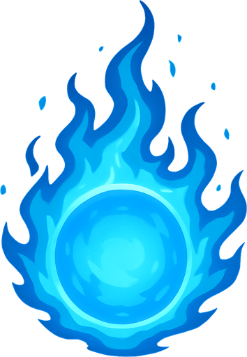create cool blue fire ball.
In-Game asset.  2d.  High contrast.  No shadows