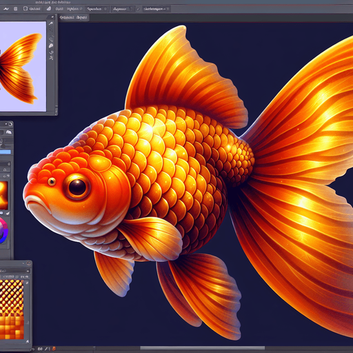 A realistic goldfish.
Single Game Texture. In-Game asset. 2d. Blank background. High contrast. No shadows.