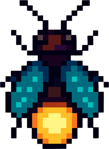Luciérnaga, pixelart.
In-Game asset.  2d.  High contrast.  No shadows