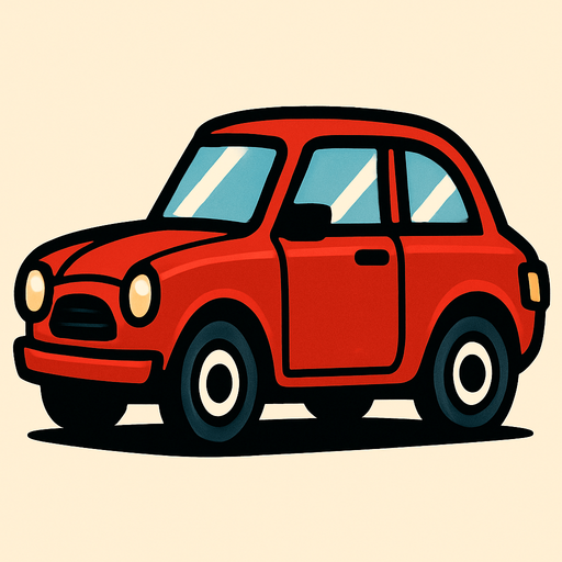 Red car.
In-Game asset.  2d.  High contrast.  No shadows