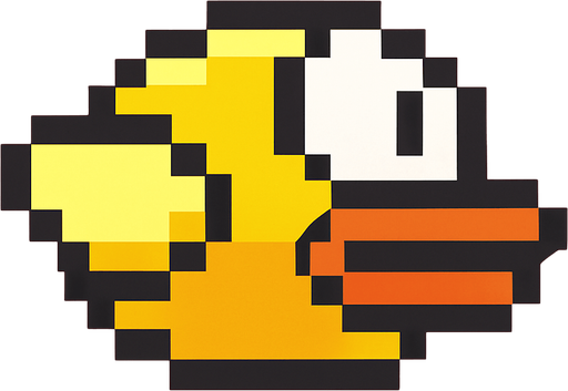 pajaro de flappy bird 2d.
In-Game asset.  2d.  High contrast.  No shadows