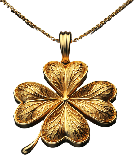 Golden shamrock pendant.
High contrast