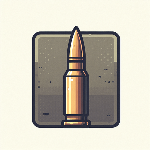 Bullet.
Single Game Texture.  In-Game asset.  2d.  Blank background.  High contrast.  No shadows