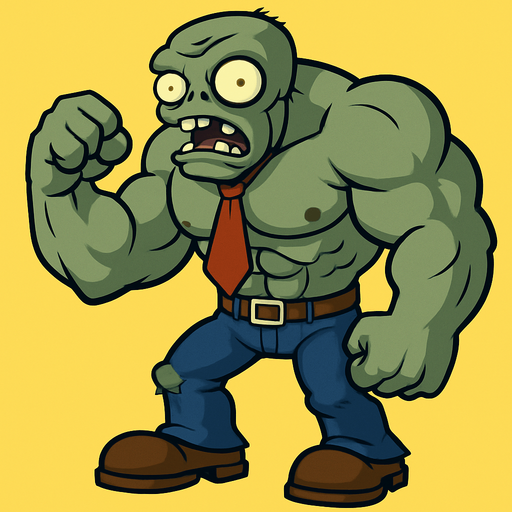 Strong zombie de plantas vs zombies.
In-Game asset.  2d.  High contrast.  No shadows