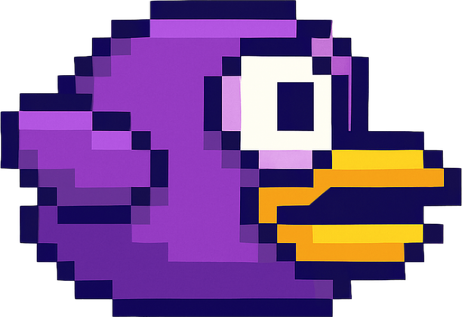 Top şeklinde flappy bird gibi bir kuş çiz ama mor renkli.
In-Game asset.  2d.  High contrast.  No shadows. flapptbird