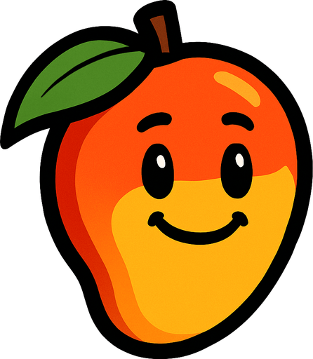 Mango with face.
In-Game asset.  2d.  High contrast.  No shadows