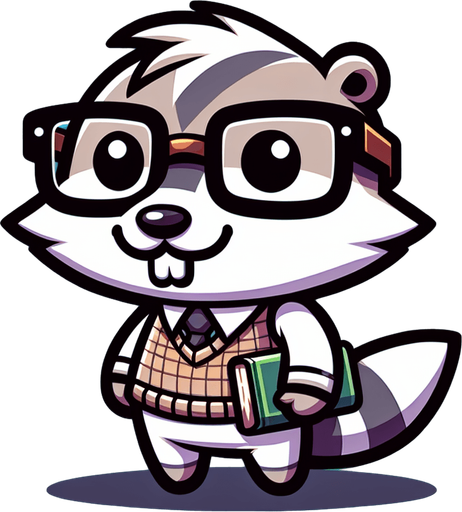 nerdy cartoon animal.
Single Game Texture. In-Game asset. 2d. Blank background. High contrast. No shadows.