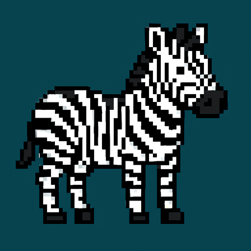 Zebra pixel.
In-Game asset.  2d.  High contrast.  No shadows